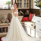 Evangeline Ball-Gown/Princess Off-the-Shoulder Court Train Tulle Lace Wedding Dress With Ruffle DEP0013692