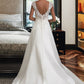 Marilyn Ball-Gown/Princess V-neck Sweep Train Satin Wedding Dress With Ruffle Beading Sequins DEP0013693