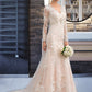 Laylah Trumpet/Mermaid V-neck Court Train Tulle Lace Wedding Dress DEP0013694