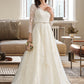 Harley Ball-Gown/Princess V-neck Chapel Train Tulle Wedding Dress With Beading Sequins DEP0013695