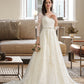 Harley Ball-Gown/Princess V-neck Chapel Train Tulle Wedding Dress With Beading Sequins DEP0013695