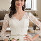 Harley Ball-Gown/Princess V-neck Chapel Train Tulle Wedding Dress With Beading Sequins DEP0013695