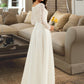 Amiya A-Line V-neck Sweep Train Wedding Dress With Lace DEP0013696