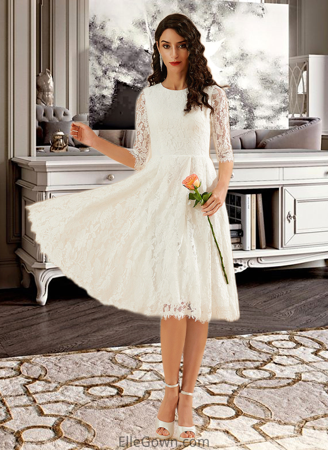 Alani A-Line Knee-Length Wedding Dress DEP0013699