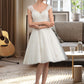 Raelynn A-Line V-neck Knee-Length Tulle Lace Wedding Dress DEP0013700