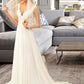 Nicole A-Line V-neck Court Train Chiffon Wedding Dress DEP0013701