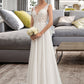 Nicole A-Line V-neck Court Train Chiffon Wedding Dress DEP0013701