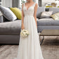 Nicole A-Line V-neck Court Train Chiffon Wedding Dress DEP0013701