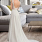 Nicole A-Line V-neck Court Train Chiffon Wedding Dress DEP0013701