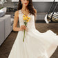 Christine A-Line V-neck Knee-Length Wedding Dress With Lace Sequins DEP0013703