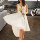 Christine A-Line V-neck Knee-Length Wedding Dress With Lace Sequins DEP0013703