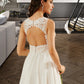 Christine A-Line V-neck Knee-Length Wedding Dress With Lace Sequins DEP0013703