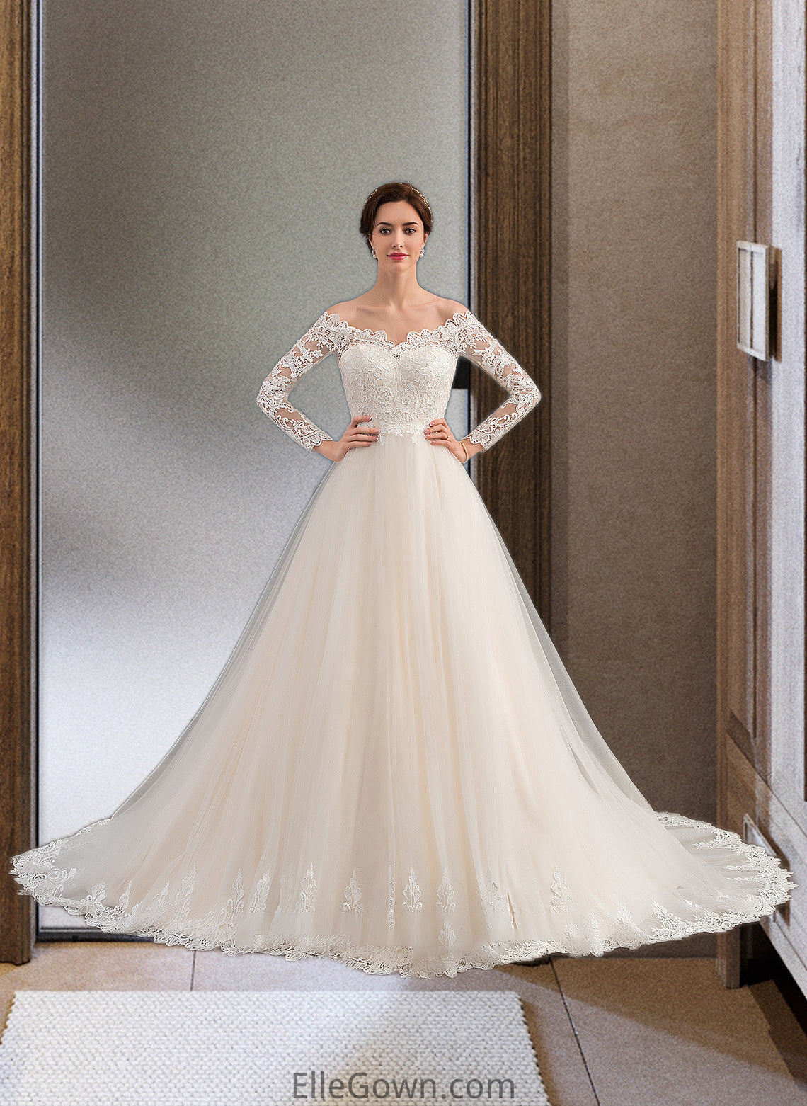 Gabriella Ball-Gown/Princess Chapel Train Tulle Lace Wedding Dress DEP0013704