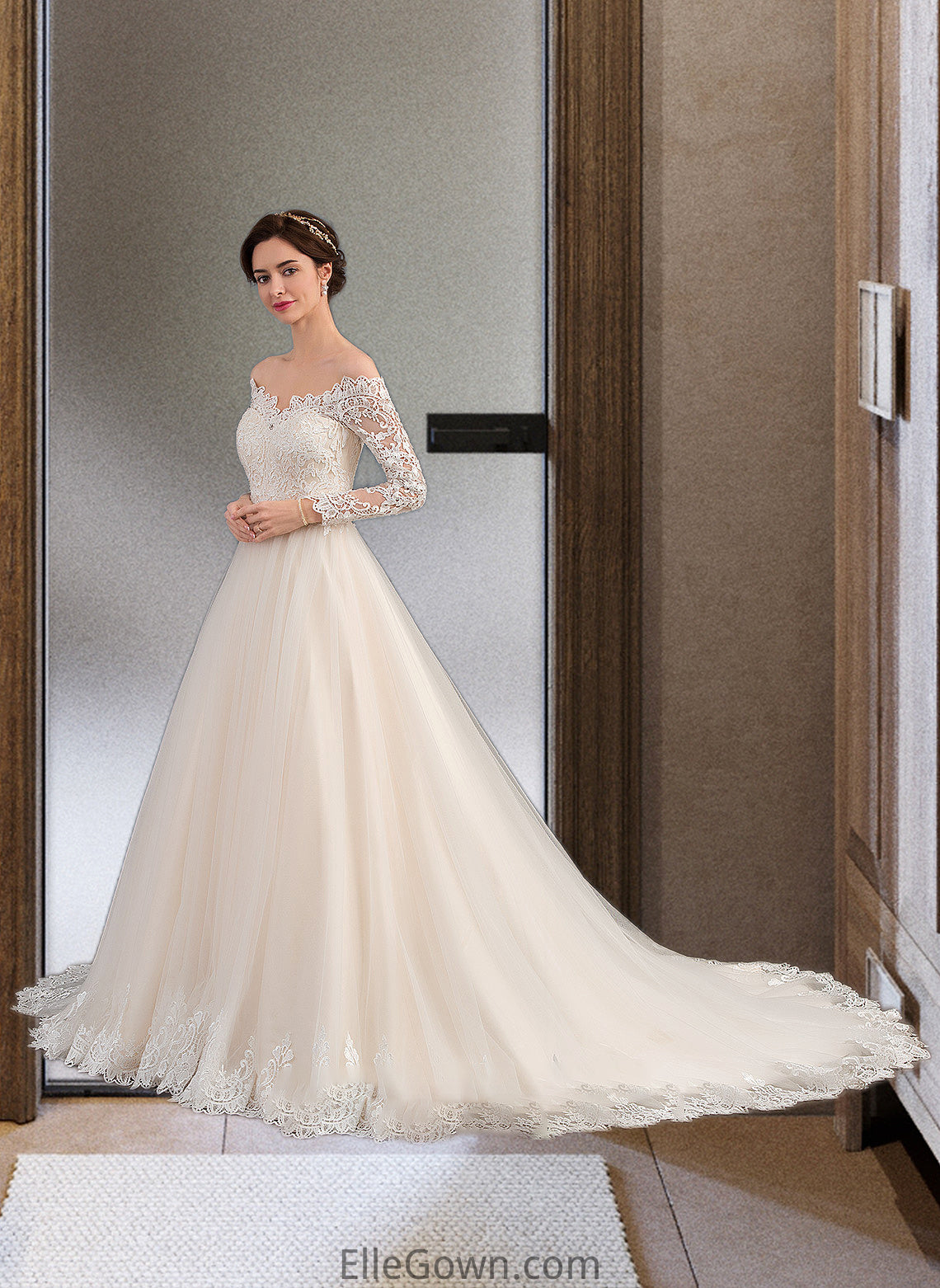 Gabriella Ball-Gown/Princess Chapel Train Tulle Lace Wedding Dress DEP0013704