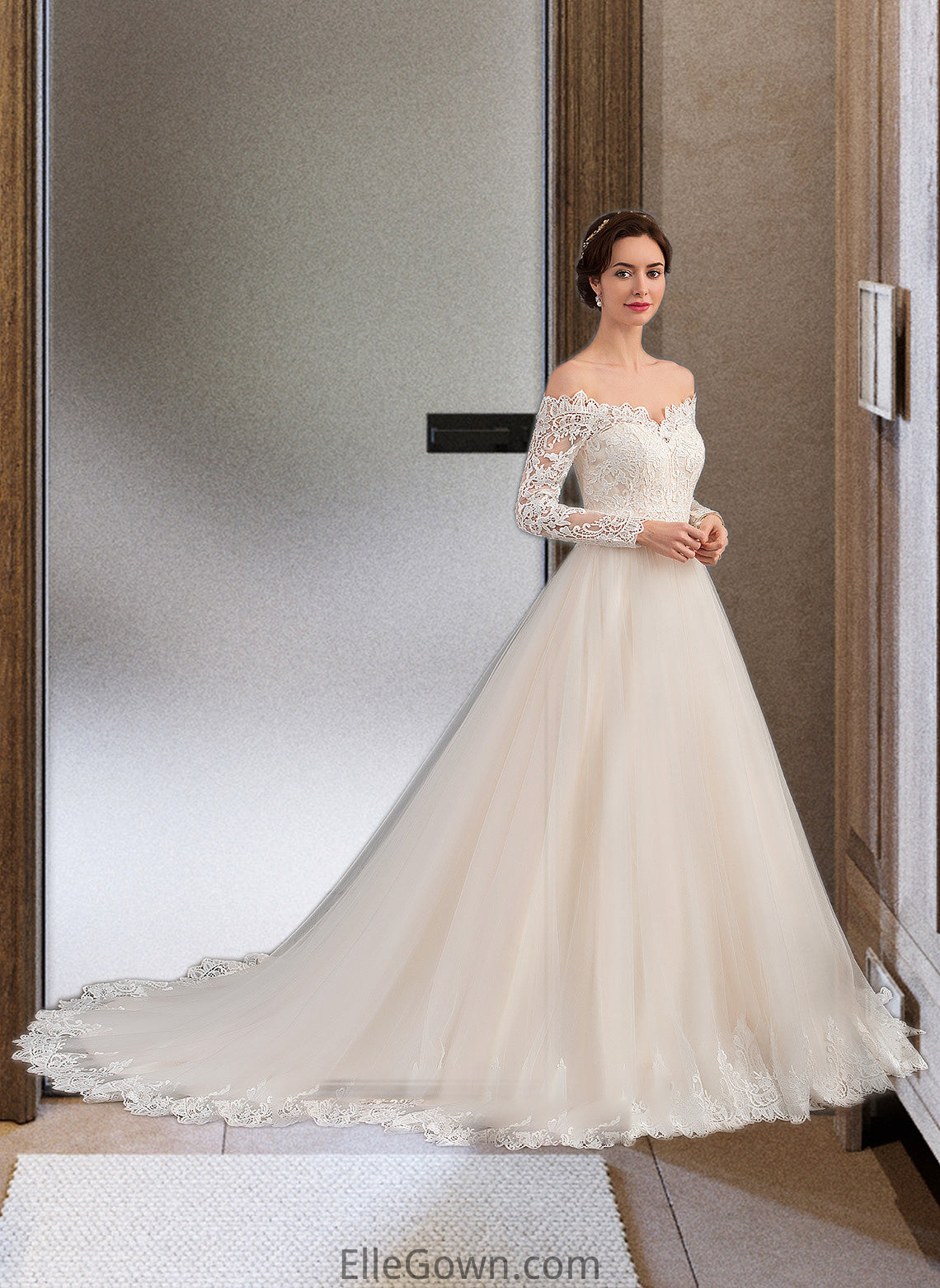 Gabriella Ball-Gown/Princess Chapel Train Tulle Lace Wedding Dress DEP0013704