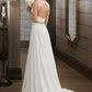 Karsyn A-Line V-neck Sweep Train Chiffon Wedding Dress With Ruffle Lace Beading Sequins DEP0013705