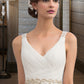 Karsyn A-Line V-neck Sweep Train Chiffon Wedding Dress With Ruffle Lace Beading Sequins DEP0013705