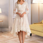 Dayami A-Line V-neck Asymmetrical Satin Tulle Lace Wedding Dress DEP0013706