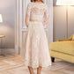 Dayami A-Line V-neck Asymmetrical Satin Tulle Lace Wedding Dress DEP0013706