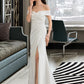 Carley Sheath/Column Off-the-Shoulder Sweep Train Stretch Crepe Wedding Dress With Ruffle Split Front DEP0013707