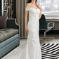 Carley Sheath/Column Off-the-Shoulder Sweep Train Stretch Crepe Wedding Dress With Ruffle Split Front DEP0013707