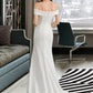 Carley Sheath/Column Off-the-Shoulder Sweep Train Stretch Crepe Wedding Dress With Ruffle Split Front DEP0013707