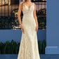 Deja Trumpet/Mermaid V-neck Court Train Tulle Lace Wedding Dress DEP0013708