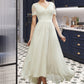 Roselyn A-Line V-neck Asymmetrical Wedding Dress With Lace DEP0013712