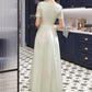 Roselyn A-Line V-neck Asymmetrical Wedding Dress With Lace DEP0013712