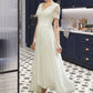 Roselyn A-Line V-neck Asymmetrical Wedding Dress With Lace DEP0013712