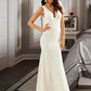 Sage Trumpet/Mermaid V-neck Court Train Wedding Dress DEP0013714