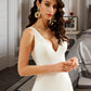 Sage Trumpet/Mermaid V-neck Court Train Wedding Dress DEP0013714