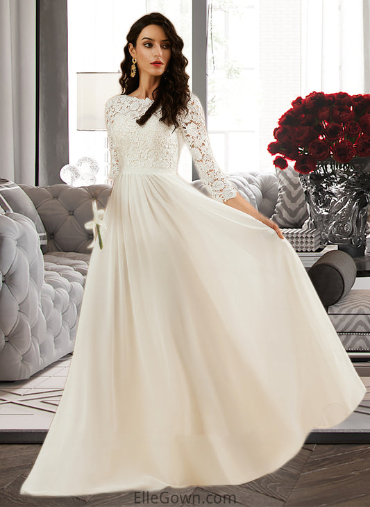 Kendall A-Line Sweep Train Wedding Dress With Lace DEP0013715