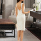 Toni Sheath/Column V-neck Knee-Length Wedding Dress DEP0013716