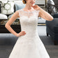 Angelina Ball-Gown/Princess Illusion Sweep Train Organza Tulle Wedding Dress With Beading Sequins DEP0013719