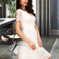 Ellen A-Line V-neck Knee-Length Chiffon Wedding Dress With Lace DEP0013720