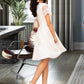 Ellen A-Line V-neck Knee-Length Chiffon Wedding Dress With Lace DEP0013720