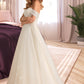 Lynn Ball-Gown/Princess Chapel Train Tulle Lace Wedding Dress With Sequins DEP0013726