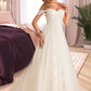 Lynn Ball-Gown/Princess Chapel Train Tulle Lace Wedding Dress With Sequins DEP0013726