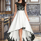 Mia Ball-Gown/Princess Scoop Neck Asymmetrical Satin Wedding Dress DEP0013728