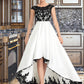 Mia Ball-Gown/Princess Scoop Neck Asymmetrical Satin Wedding Dress DEP0013728