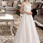 Denise Ball-Gown/Princess Scoop Neck Court Train Tulle Wedding Dress With Beading Sequins DEP0013730