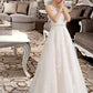 Denise Ball-Gown/Princess Scoop Neck Court Train Tulle Wedding Dress With Beading Sequins DEP0013730