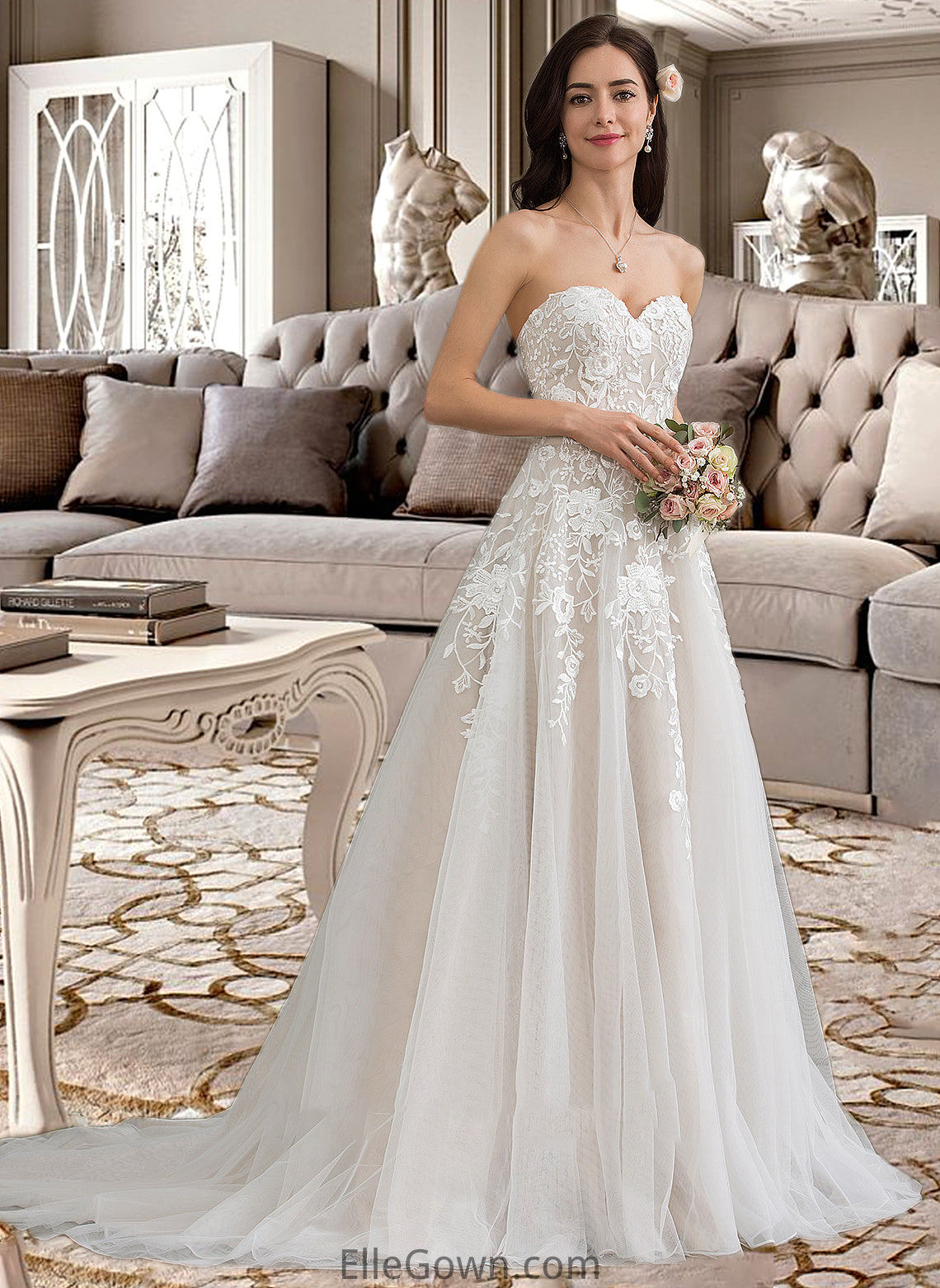 Avery Ball-Gown/Princess Sweetheart Court Train Tulle Wedding Dress DEP0013732