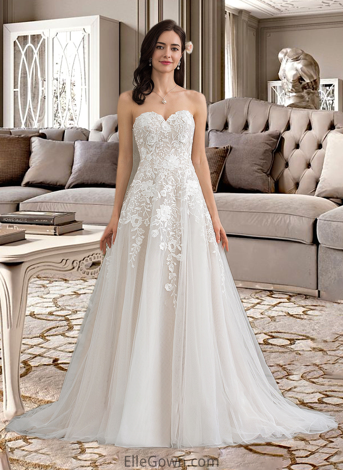 Avery Ball-Gown/Princess Sweetheart Court Train Tulle Wedding Dress DEP0013732