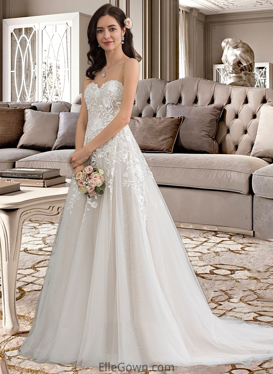 Avery Ball-Gown/Princess Sweetheart Court Train Tulle Wedding Dress DEP0013732