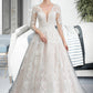 Annika Ball-Gown/Princess V-neck Chapel Train Tulle Wedding Dress DEP0013735