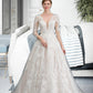 Annika Ball-Gown/Princess V-neck Chapel Train Tulle Wedding Dress DEP0013735