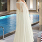 Felicity A-Line V-neck Floor-Length Chiffon Lace Wedding Dress With Sequins DEP0013736