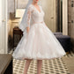 Jessica A-Line V-neck Knee-Length Tulle Wedding Dress With Bow(s) DEP0013737